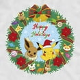 thumbnail image 2 of Men's Pokemon Pikachu and Eevee Happy Holidays Pull Over Hoodie White Medium, 2 of 4