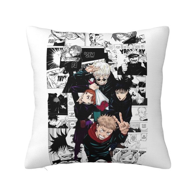 Funda de almohada súper suave Jujutsu Kaisen con cremallera para dormitorio, sofá, sillón, fundas de almohada mullidas y acogedoras para todas las estaciones, almohada cuadrada
