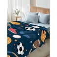 thumbnail image 4 of Sports Theme Twim XL Size Flat Sheet, Wrinkleproof & Fadeproof Cooling Flat Bed Sheet Only, Cartoon Soccer Baseball Basketball Star Blue Breathable Soft Bedding Top Sheets 66 x 102 Inches, 4 of 8