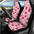 thumbnail image 2 of Yuyamidu Pink Strawberry Car Seat Cover Set with Steering Wheel Cover Seat Belt Cushion Pad Headrest Covers Armrest Seat Box Cover Auto Keychain Car Coasters, 14 Piece, 2 of 7