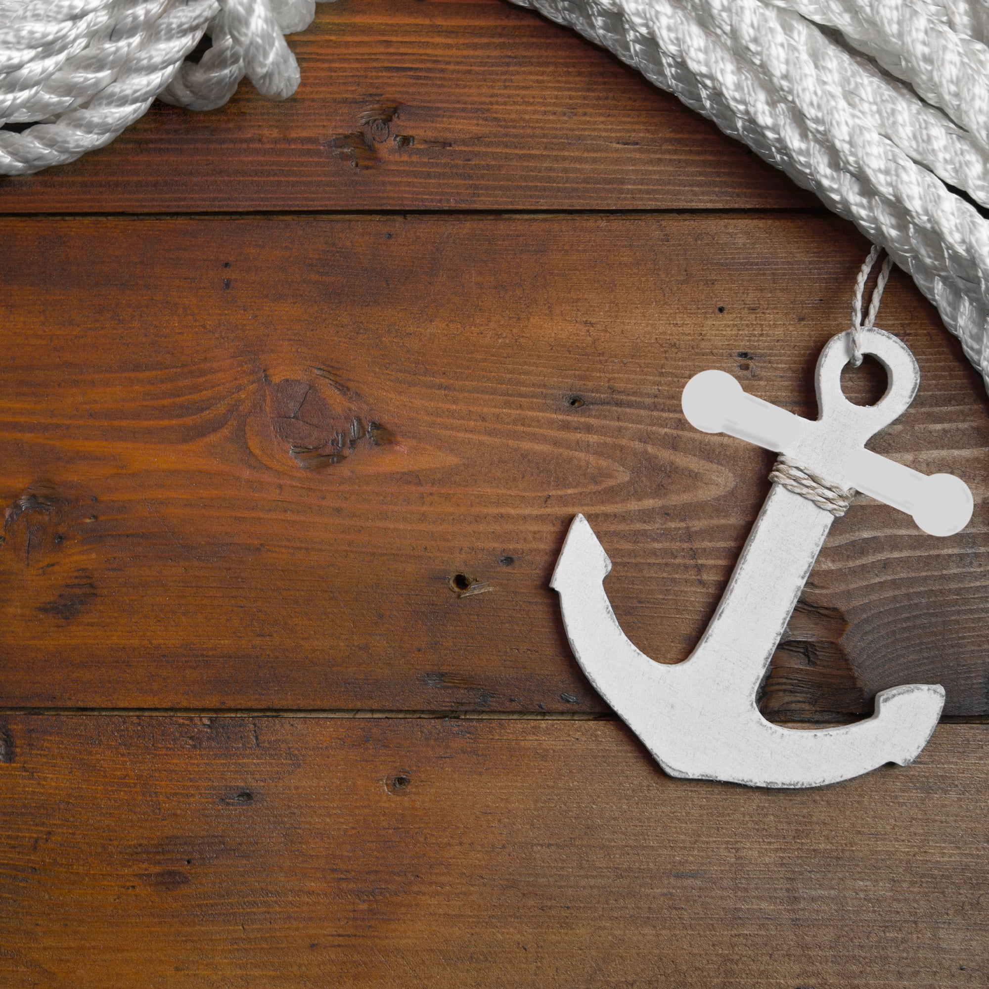 On The Surface Wooden Anchor Shape, Wood Anchor Cutout Décor