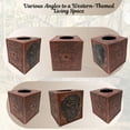 thumbnail image 4 of Resin Tissue Box Cover with Faux Tooled Leather Design & Bison Bust - Southwestern Rustic Decor for Western Ranch and Farmhouse - Decorative Holder Fits Standard Boxes, 4 of 7