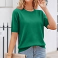 thumbnail image 6 of Hearthz Women's Short Sleeve Sweaters Knit Work Sweaters Tops Trendy Crew Neck Womans Shirt Business Casual Lightweight Women's Tunic Tops, 6 of 8