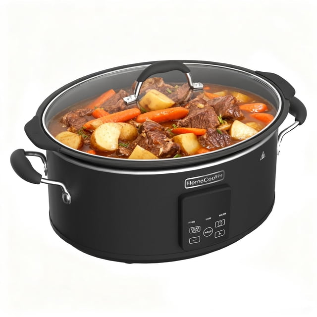 Olla de cocción lenta HOMECOOKIN, extra grande, digital, 10 cuartos de galón, negra