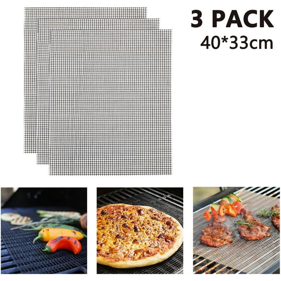 Freedo 3pcs BBQ Grill Mesh Mat,100% Non Stick Barbecue Grill Sheet Liners Grilling Mats,heat Resistant Up To 500 Degrees Fahrenheit! GRAY