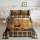 thumbnail image 1 of Juego de edredón de ciervo Queen Size, ropa de cama con estampado de animales salvajes y tema de caza., 1 of 7