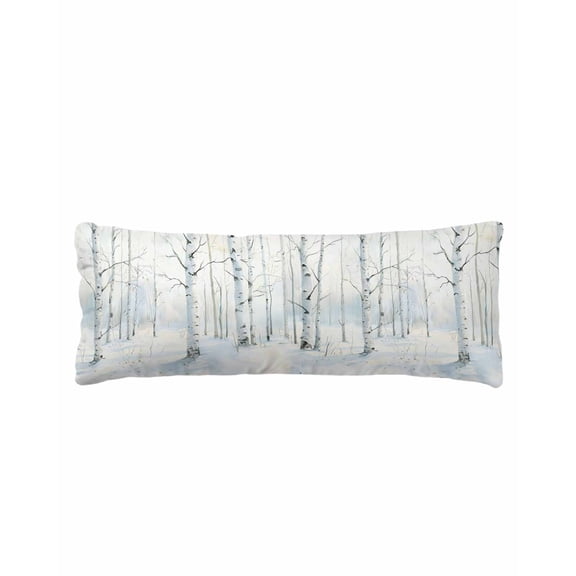 White Xmas Snowflake Watercolor Body Pillow Cover, Pillowcase Protectors with Zipper, Breathable Decorative Throw Pillow Case Cover, Pillow Shams for Couch Sofa 20x54Inch