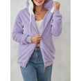 thumbnail image 3 of Women’s Winter Fuzzy Hood Coat, Long Sleeve Front Zipper Fleece Outwear Loose Warm Jackets, S-5XL, 3 of 9