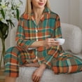 thumbnail image 6 of Fotbe colorful plaid Pattern Long Sleeve Pajama Set for Women,Sleepwear Set,2-piece Loungewear Set,Soft PJs Comfy Nightwear with Pockets -, 6 of 7