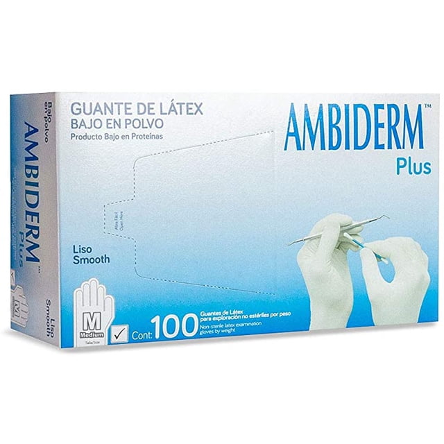 Guantes Desechables de latex Ambiderm plus talla mediana AMBIDERM AMBIDERM PLUS