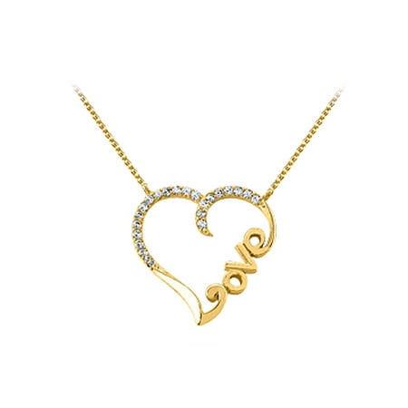 Cubic Zirconia Heart Pendant in 14K Yellow Gold Best Jewelry Gift Cost