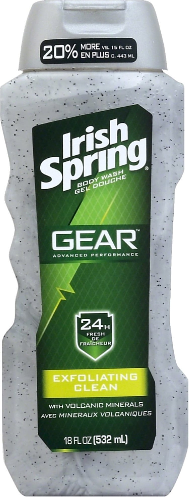 Irish Spring Gear Body Wash, Exfoliating Clean 18 oz (Pack of 6