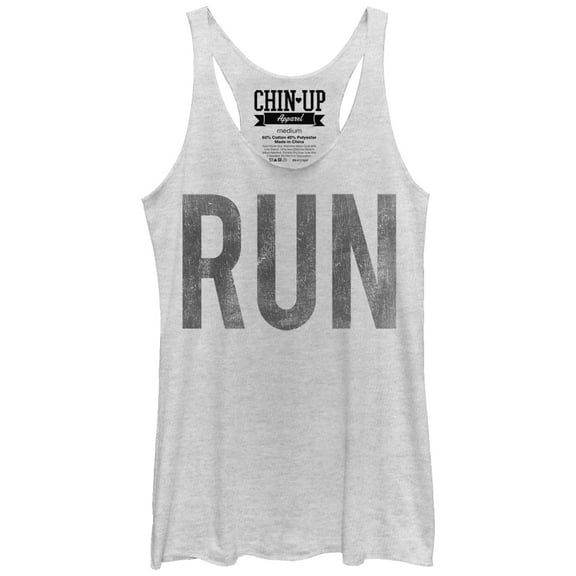 Women's CHIN UP Run  Racerback Tank Top White Heather Small