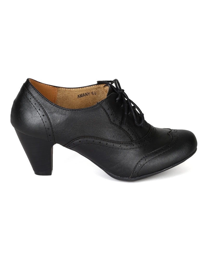 women's lace up oxford heels
