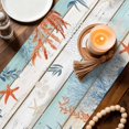 thumbnail image 3 of Blue Coastal Jellyfish Table Runner 70 Inches, Nautical Sea Beach Starfish Coral Bed Runner Dresser Scarves Tabletop for Indoor Outdoor Parties/Ceremony/Banquet, 13" x 70", 3 of 9