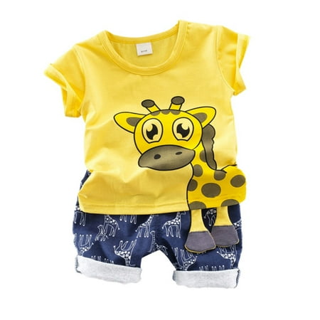 

Baby Boy Cartoon Pattern Short Sleeve And Pant Toddler Two piece Set