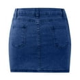 thumbnail image 4 of Jean Skirts for Women Stretchy Mini Skirt with High Waisted Casual Denim Skirt Machine Washable (BU1 S), 4 of 5