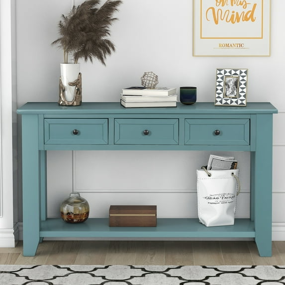 55'' Inch Modern Narrow Console Sofa Table with 3 Drawers and 1 Shelf for Living Room, Entryway/Hallway
