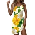 thumbnail image 2 of longantii Hawaii Dress for Women Tropical Print Sleeveless Tank Dress Trendy Round Neck Tunic Cover Ups Party Mini Dress 2026 Summer Yellow 2XL, 2 of 4
