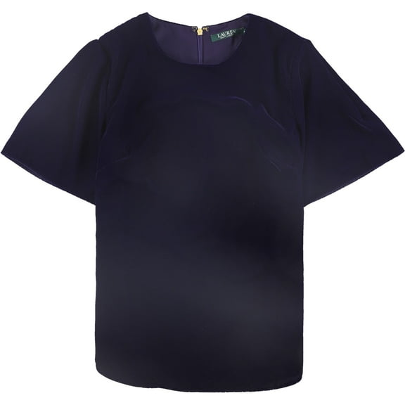 Ralph Lauren Womens Velvet Pullover Blouse, Purple, 2