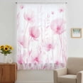 thumbnail image 3 of Pink Spring Floral Sheer Curtains 54 Inches Long, Summer Botanical Watercolor Vintage Light Filering Curtains, Breathable Simi Curtain Privacy Drapes for Kitchen Bathroom Small Window Treatment, 3 of 9