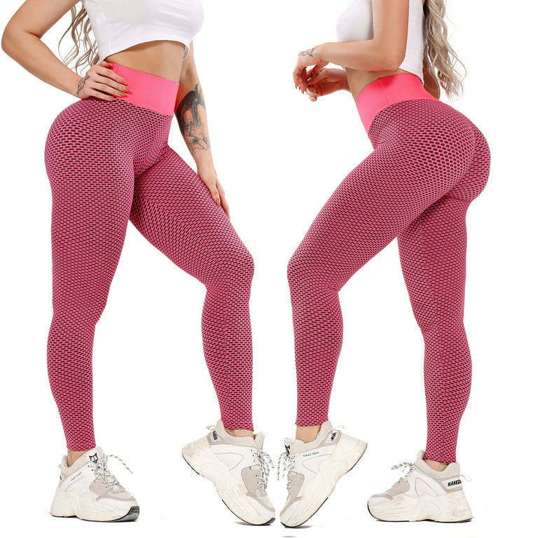 H&F Women Honeycomb Anti Cellulite Waffle Leggings, High Waist Yoga Pants  Bubble Textured, Scrunch/Ruched Butt Lift Running Tights