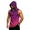 thumbnail image 2 of LNZGNM Men's UPF 50+ Short Sleeve Sun Hoodie – Quick-Dry Rash Guard for Fishing & Hiking, Lightweight Athletic Workout Top,Purple(XXXXXL), 2 of 7