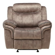 ACME Zubaida Velvet Horizontal Tufted Glider Recliner in 2-Tone Chocolate