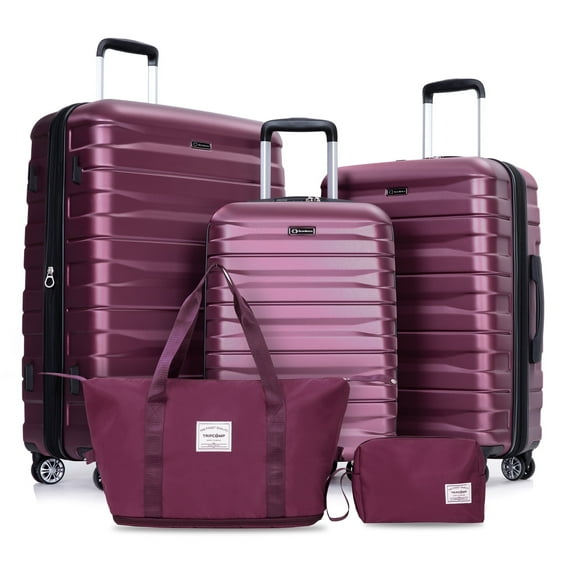 Tripcomp Luggage Sets 5 Piece Duffel Bag,Hardside Travel Luggage (20/24/28) with TSA Lock,Suitcase with Spinner Wheels.(Wine Red)