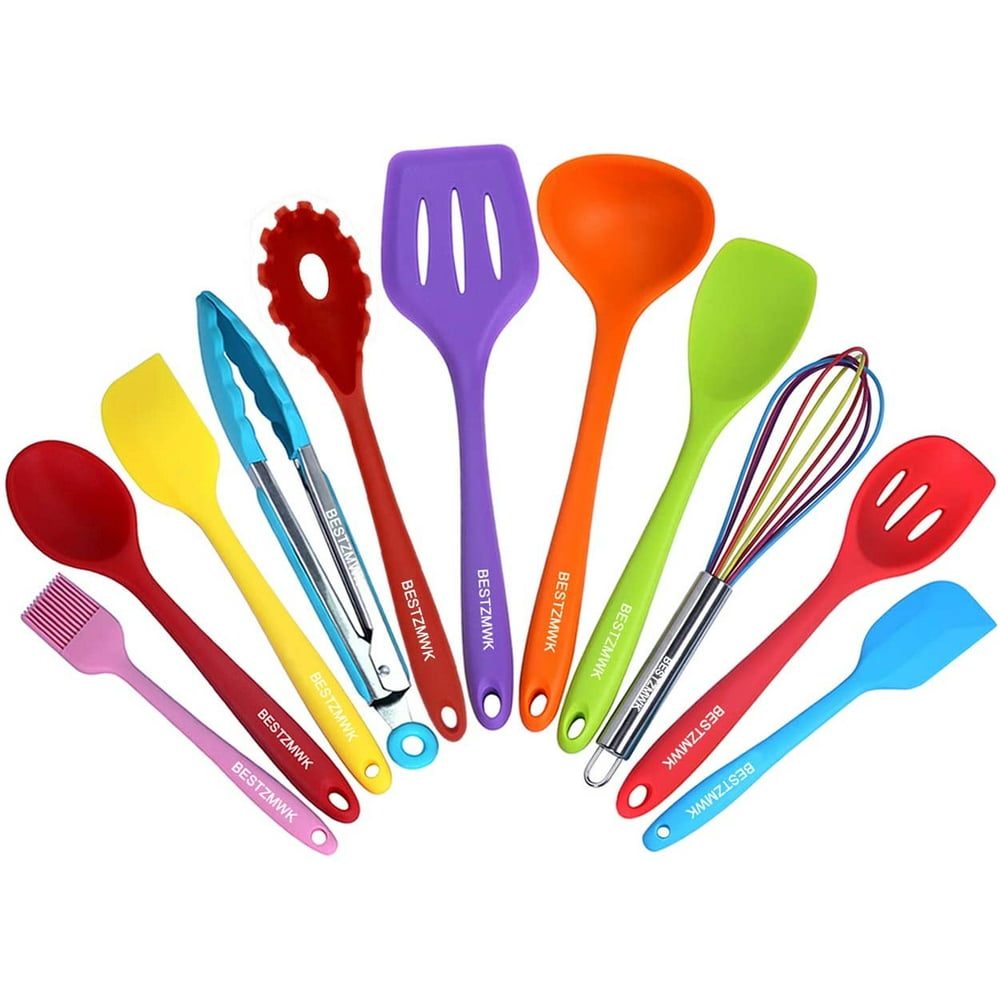 Kitchen Utensil Set - 11 Cooking Utensils - Colorful Silicone Kitchen