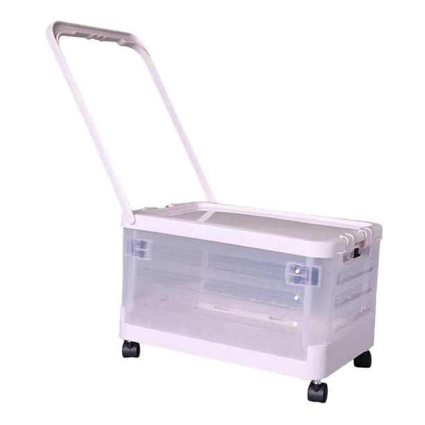 Contenedor de almacenamiento con ruedas y asa, caja rodante plegable de gran capacidad, caja de almacenamiento portátil, carrito de compras para el Claro