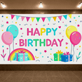 thumbnail image 6 of Colorful Happy Birthday Banner with Balloons Rainbows and Gifts Backdrop Background Party Supplies for Birthday Party Decorations Photography Props Photo Booth Decor, 6 of 7