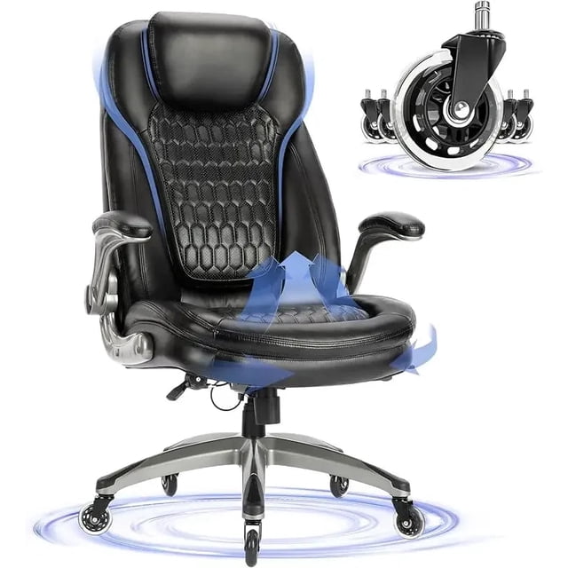 COLAMY Office Chair-Ergonomic Computer Desk Chair with Thick Seat for Comfort, High Back Executive Chair with Padded Flip-up Arm My Lux Decor Round