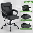 thumbnail image 6 of JONPONY Leather Office Chair, Big and Tall 400lbs Ergonomic Desk Chairs with Back Support, Executive Leather Chair with Wheels for Home Office, 360°Swivel Free, Black, 6 of 12