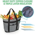 thumbnail image 4 of Jumbo Insulated Cooler Bag (Gray) with HD Thermal Insulation - Premium, Collapsible Soft Cooler Makes a Perfect Insulated Grocery Bag, Food Delivery Bag, Travel Insulated Bag, or Beach Cooler Bags, 4 of 11