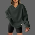 thumbnail image 2 of Women's Oversized V Neck Sweatshirt Long Sleeve Pullover Comfy Tops Casual 2025 Fall Fashion Basic Loose Shirts, 2 of 8