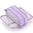thumbnail image 2 of Canvas Pencil Case Large Capacity 4 Compartments Double Sided Hanging Loop Assorted Colors for Students Teens Adults, 2 of 7