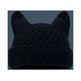 thumbnail image 3 of Xfvqtps Womens Beanie Y2K Cute Cat Ear Devil Horn Knitted Crochet Stripe Cuffed Windproof Coldproof Warm Fall Winter Soft Skull Cap Black, 3 of 3