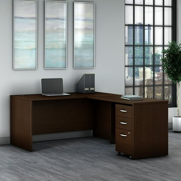 Series C 60W L Shaped Desk with Drawers in Mocha Cherry - Engineered Wood