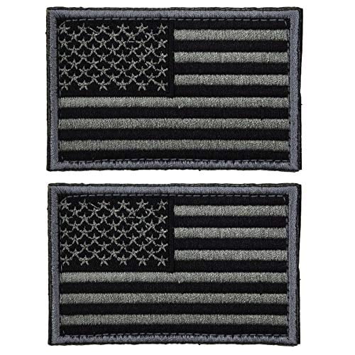 2 Pieces Tactical USA Flag Patch Black & Gray American Flag US United