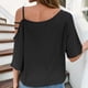 thumbnail image 3 of Camiseta con tiras y hombros descubiertos para mujer, blusa informal de manga corta de verano para fiesta de citas, color negro S, 3 of 6