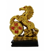 FENG SHUI IMPORT Golden Horse Statue Stepping on Money Coin