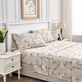 thumbnail image 4 of Melange Home Printed Design Cotton Collection 400TC Hemstitch Ivory Alabaster Rose Sheet Set and Pillowcases Ivory - Standard Pillowcase (Set of 2), 4 of 5
