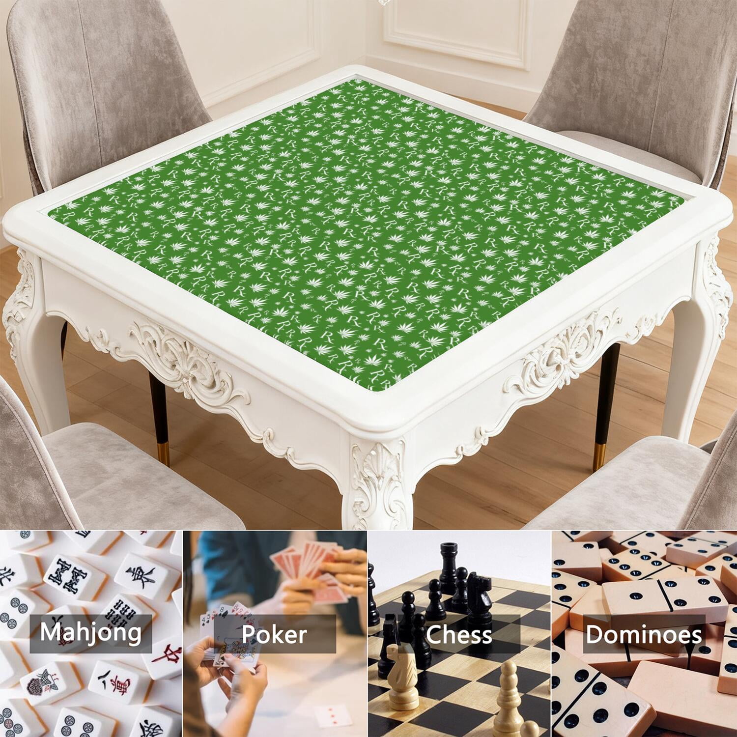 Plants Inspired Game Table Mat Measuring 31.5x31.5 Inches Made of Rubber Material with Anti-Slip Non-Slip Backing and Noise Reducing Qualities for Tiles and Cards