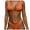 Orange, variant on MIXUE Swim Suits for Women Solid Color Two Piece Bikini Sets for Women Swimwears Bathing Suits,Red,S