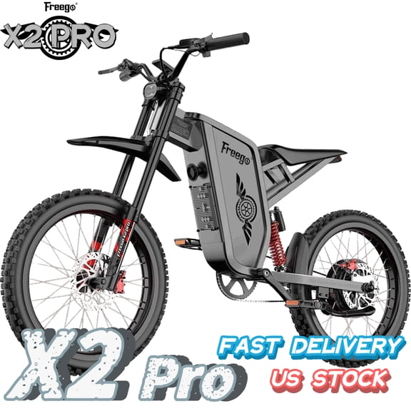 Freego X2 Pro 50MPH Electric Dirt Bike for Adults,Electric Motorcycle 6000W(Peak) Motor 60V30AH Battery,Off Road Electric Bicycle,19x2 Tire Full Suspension Hydraulic Brake Half Throttle