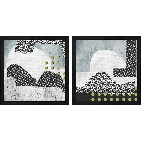 Great Art Now Winter Mood by Melissa Wang, 2 Piece Framed Art Set Each 13"W x 13"H