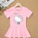 thumbnail image 3 of Hello Kitty-vestido de algodón con dibujos animados para niña, falda de princesa de manga corta con cuello redondo y estampado a la moda, color sólido, 3 of 5