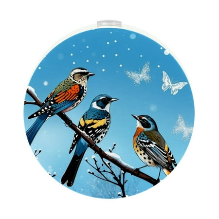 

Night Lights Plug Into Wall [2 Pack] Night Light for Kids LED Nightlight with Dusk to Dawn Sensor for Bathroom Decor Children Room Blue Retro Flower Bird Butterfly