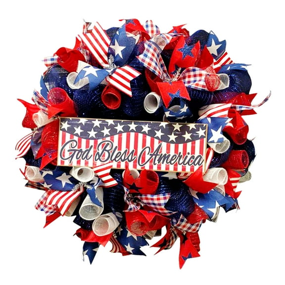 4th of July Decorations 2024! FNYOXU Independence Day Wreath Porch Decoration Front Door Outdoor Hanging Wreath Decor